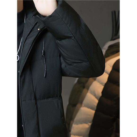 Men's Sleek Black Longline Hooded Puffer Coat - Brand New - Picture 4 of 5